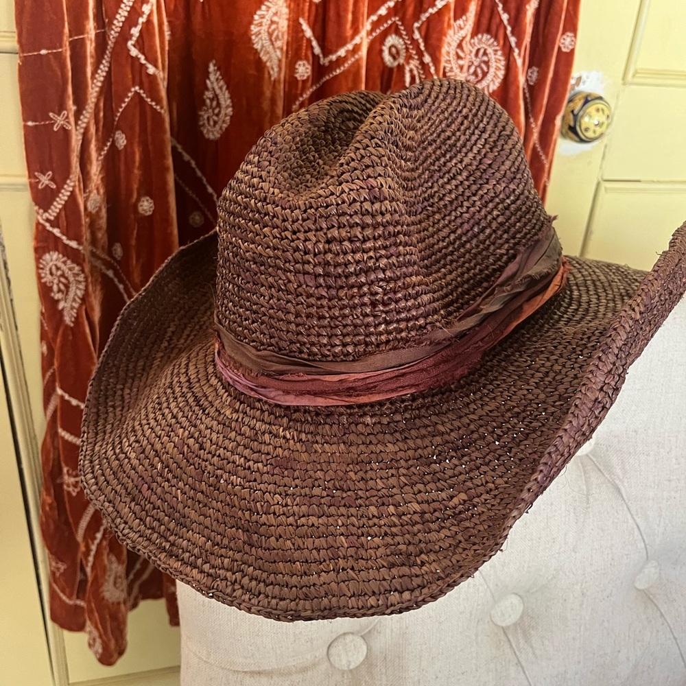 NWOT Frye raffia Dean cowboy hat in umber size m/l